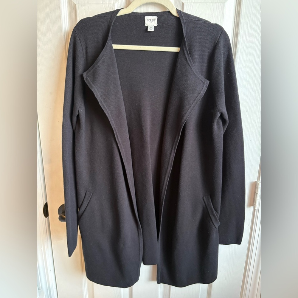 J. Crew Long Black Sweater Blazer, Size Small